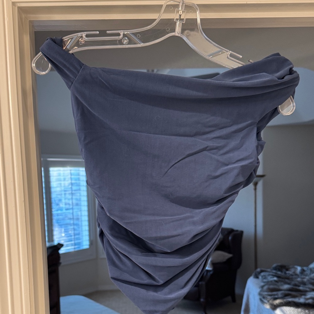 Zara Navy Off the Shoulder Shirt
